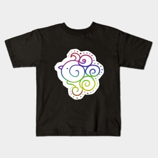 Doodle round birb with curly feathers Kids T-Shirt